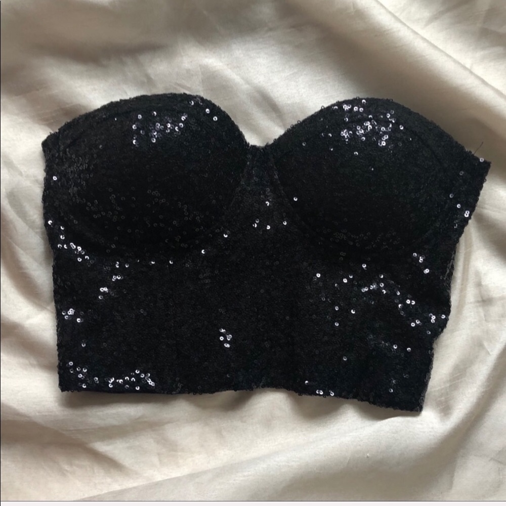 Black sequin bustier